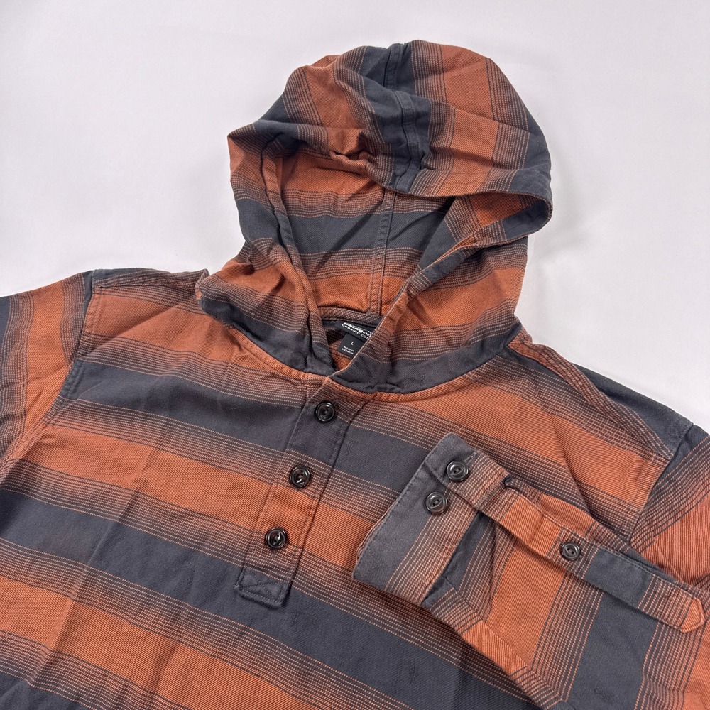 Patagonia Lightweight Fjord Flannel Hoody Mens Large Orange Horizon Ombre 53275
